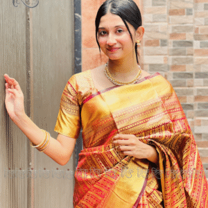 Pure Katan Silk Saree - Golden Yellow with Maroon Border