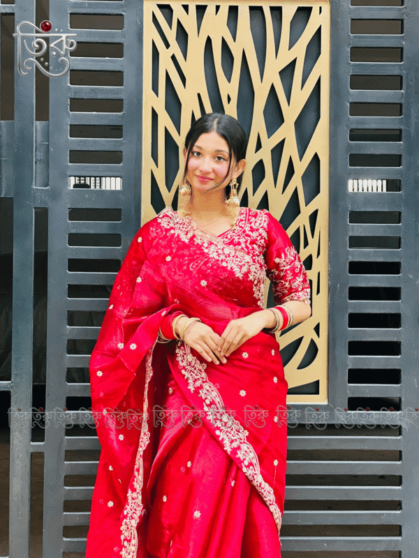 Party Madhuri Saree with Heavy Embroidered Blouse