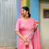 Party Wear Saree - Pink Fendi/Afghan Silk with Heavy Stone Work