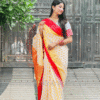 Pure Katan Silk Saree - Sada Lal (White-Red)