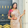Party Wear Saree - Beige Fendi Silk with Ambodari Work